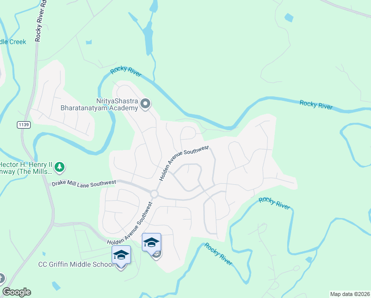 map of restaurants, bars, coffee shops, grocery stores, and more near 2157 Holden Avenue Southwest in Concord