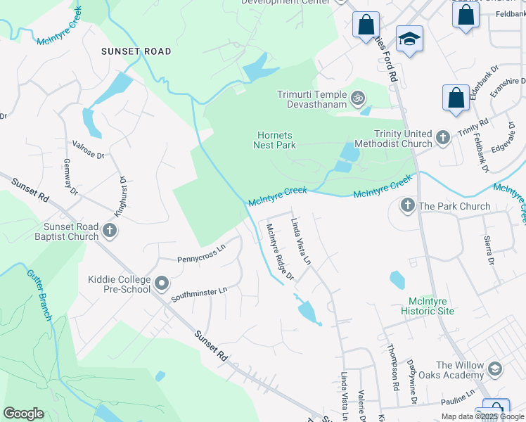 map of restaurants, bars, coffee shops, grocery stores, and more near 3640 Trull Street in Charlotte