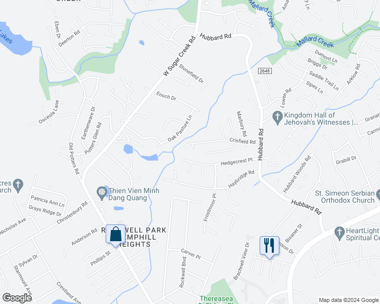 map of restaurants, bars, coffee shops, grocery stores, and more near 3507 Lusby Court in Charlotte