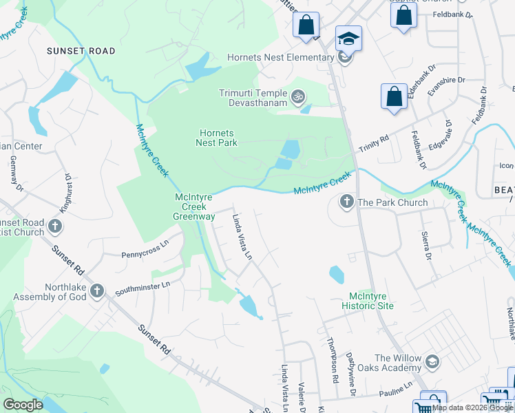 map of restaurants, bars, coffee shops, grocery stores, and more near 6228 Patric Alan Court in Charlotte