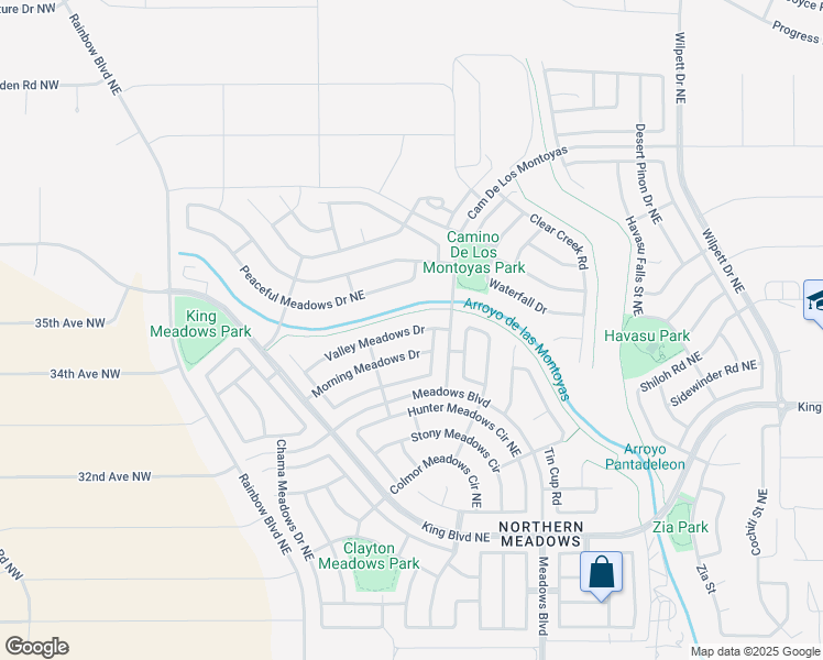 map of restaurants, bars, coffee shops, grocery stores, and more near 745 Valley Meadows Drive in Rio Rancho