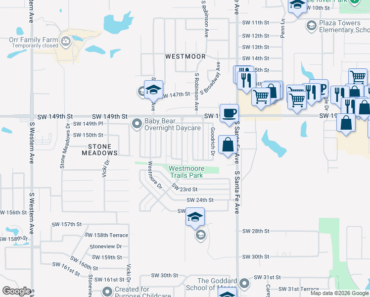 map of restaurants, bars, coffee shops, grocery stores, and more near 2130 Lonnie Lane in Oklahoma City