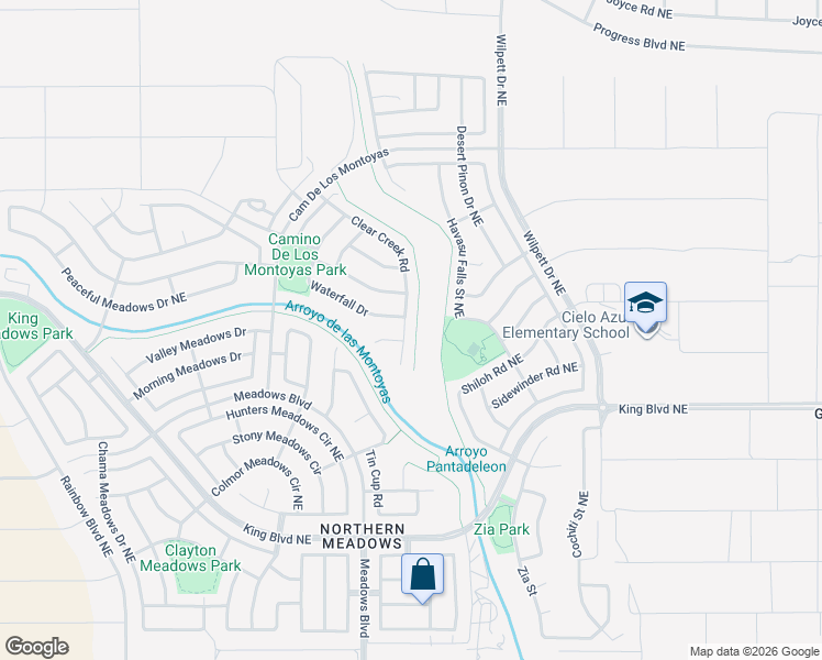 map of restaurants, bars, coffee shops, grocery stores, and more near 3548 Clear Creek Road in Rio Rancho