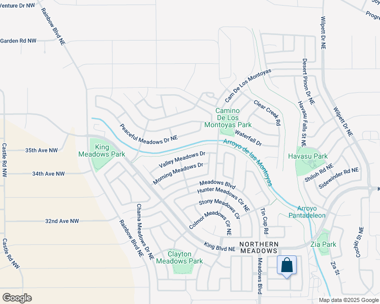 map of restaurants, bars, coffee shops, grocery stores, and more near 725 Valley Meadows Drive in Rio Rancho