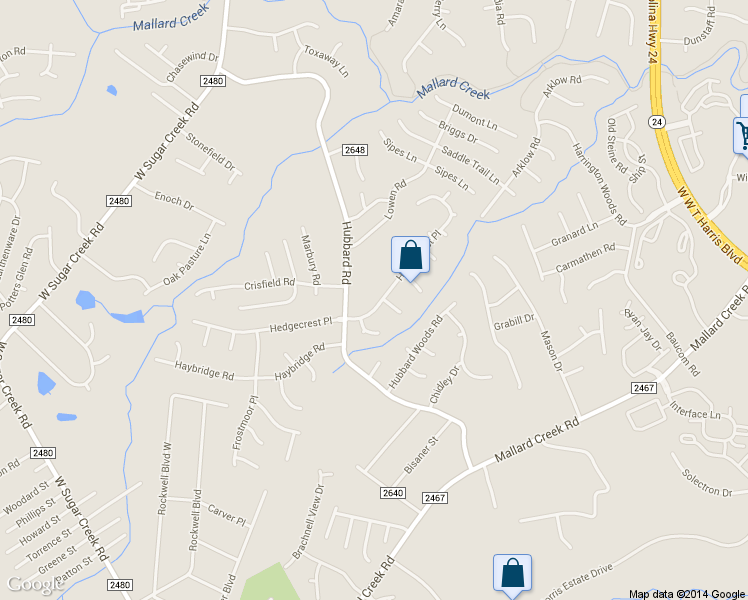 map of restaurants, bars, coffee shops, grocery stores, and more near 3606 Hubbard Road in Charlotte