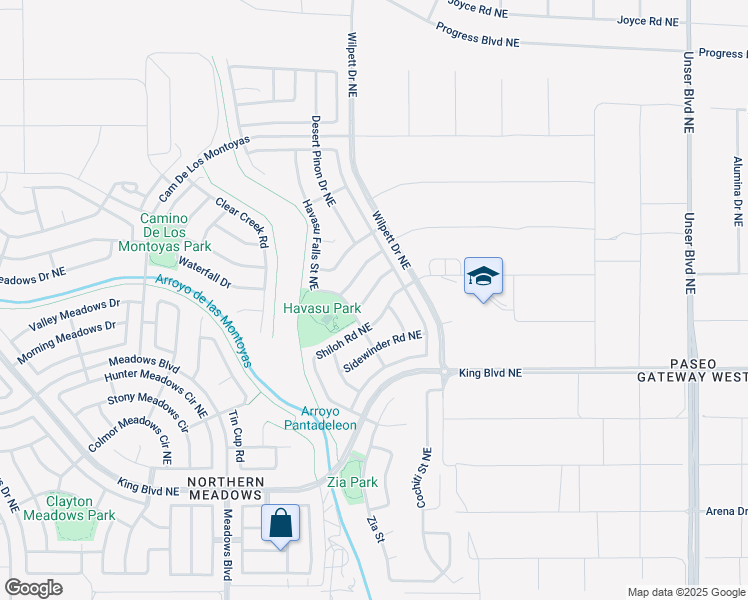 map of restaurants, bars, coffee shops, grocery stores, and more near 1224 Maple Meadows Drive Northeast in Rio Rancho