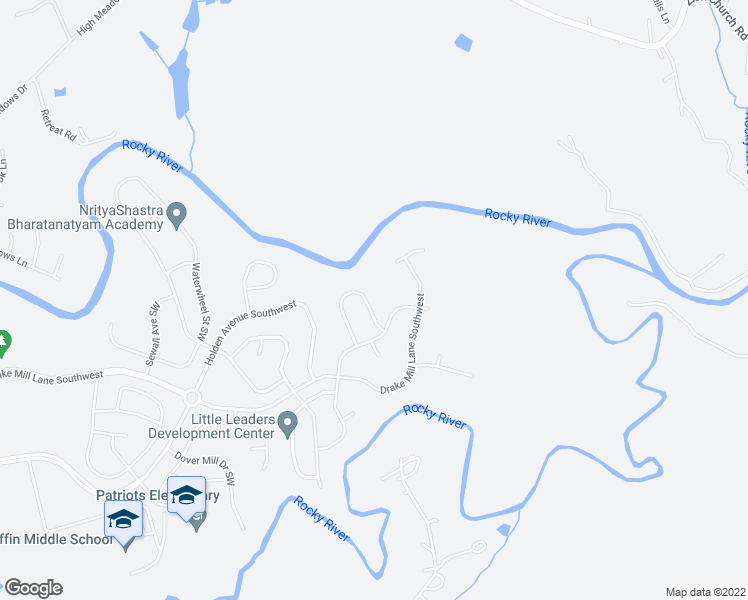 map of restaurants, bars, coffee shops, grocery stores, and more near 7457 Boulaide Street Southwest in Concord