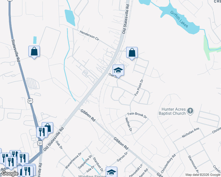 map of restaurants, bars, coffee shops, grocery stores, and more near 4509 Palustris Court in Charlotte