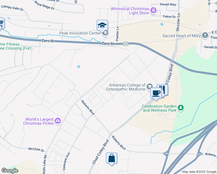 map of restaurants, bars, coffee shops, grocery stores, and more near 9800 Mylea Circle in Barling