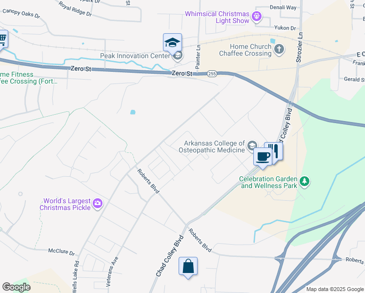 map of restaurants, bars, coffee shops, grocery stores, and more near 9800 Mylea Circle in Barling