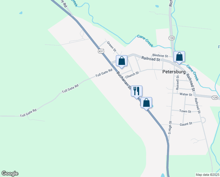 map of restaurants, bars, coffee shops, grocery stores, and more near 99 Buchanan Street in Petersburg