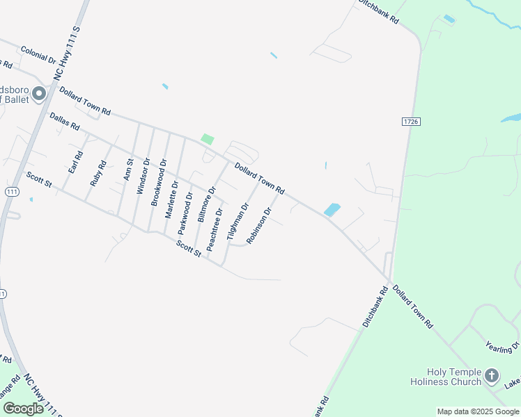 map of restaurants, bars, coffee shops, grocery stores, and more near 106 Robinson Drive in Goldsboro