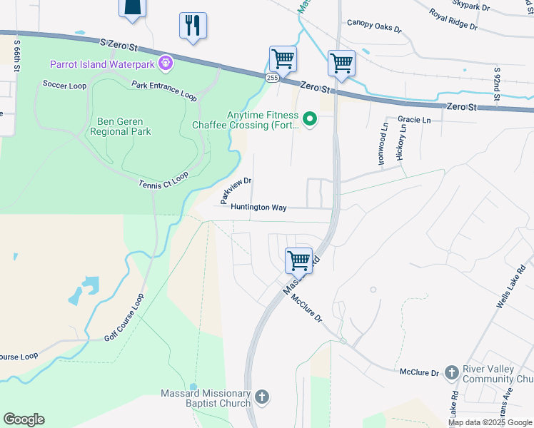 map of restaurants, bars, coffee shops, grocery stores, and more near 8001 Cisterna Way in Fort Smith
