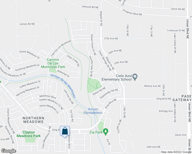 map of restaurants, bars, coffee shops, grocery stores, and more near 3610 Havasu Falls Street Northeast in Rio Rancho