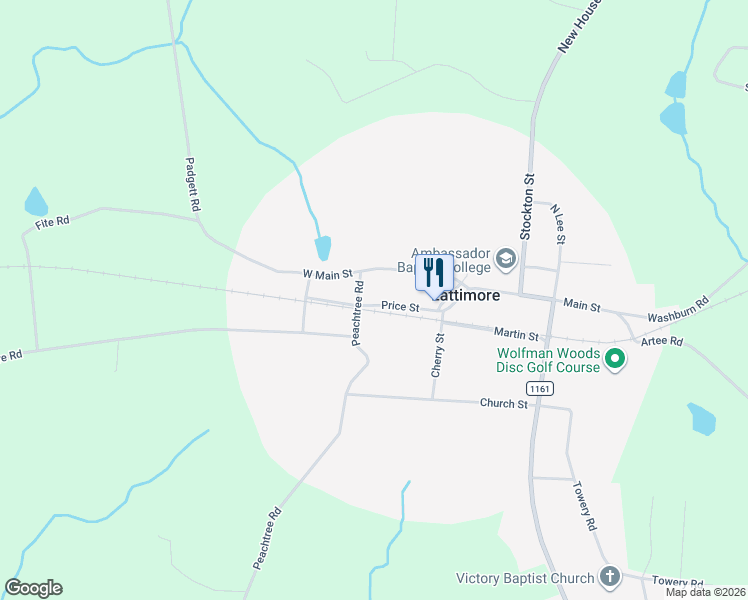 map of restaurants, bars, coffee shops, grocery stores, and more near 210 Price Street in Shelby