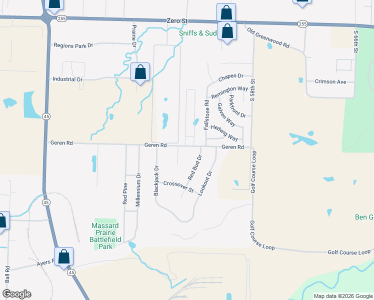 map of restaurants, bars, coffee shops, grocery stores, and more near 5304 Geren Road in Fort Smith