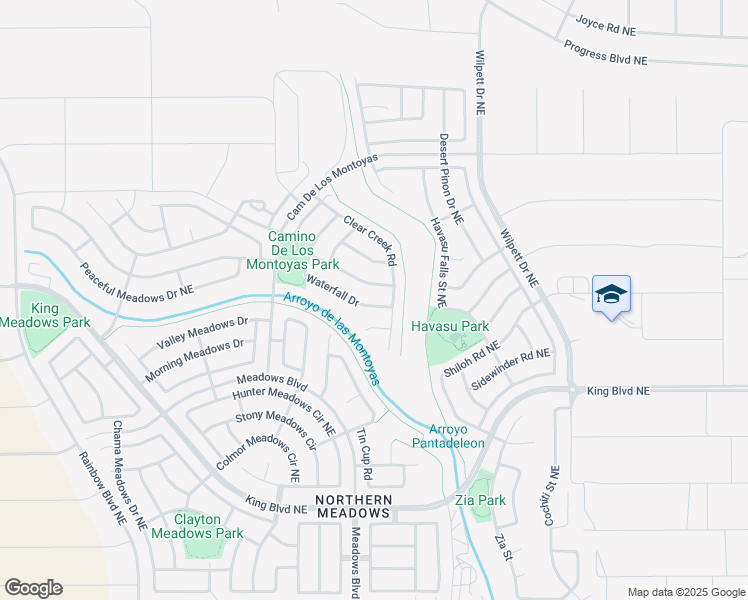 map of restaurants, bars, coffee shops, grocery stores, and more near 1021 Clear Creek Court in Rio Rancho