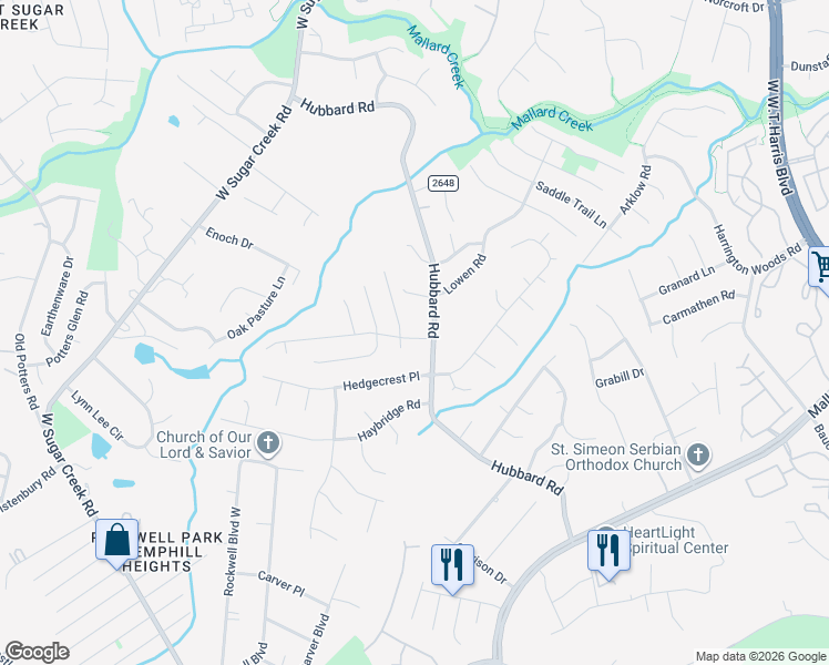 map of restaurants, bars, coffee shops, grocery stores, and more near 5529 Crisfield Road in Charlotte