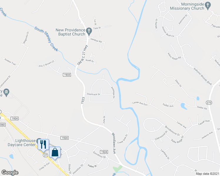 map of restaurants, bars, coffee shops, grocery stores, and more near 145 Antelope Drive in Mount Holly