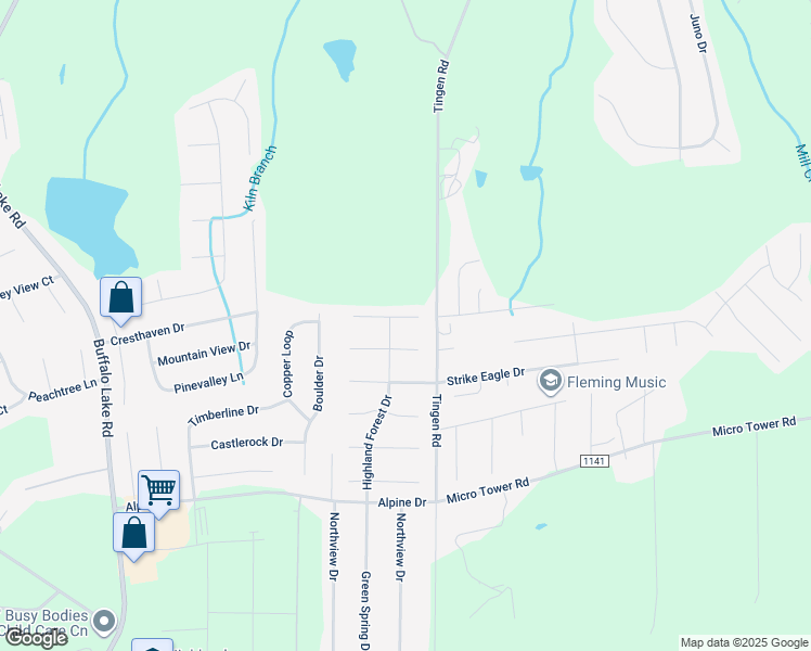 map of restaurants, bars, coffee shops, grocery stores, and more near 32 Parkton Court East in Sanford