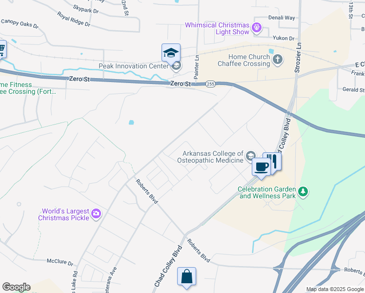 map of restaurants, bars, coffee shops, grocery stores, and more near 6600 Leightyn Lane in Barling