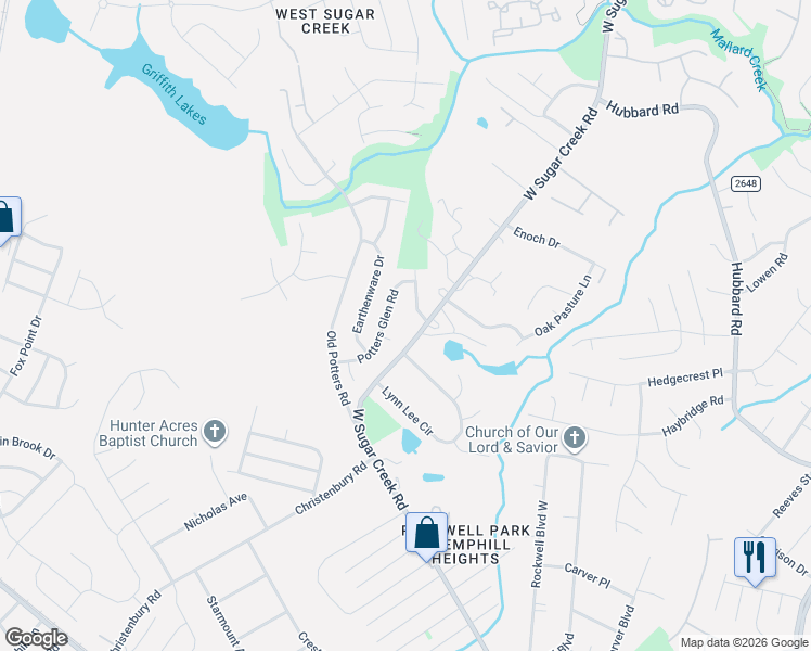 map of restaurants, bars, coffee shops, grocery stores, and more near 8523 Greenware Trail in Charlotte