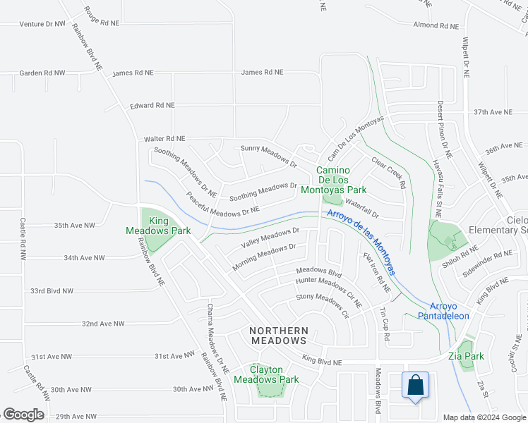 map of restaurants, bars, coffee shops, grocery stores, and more near 608 Peaceful Meadows Drive in Rio Rancho