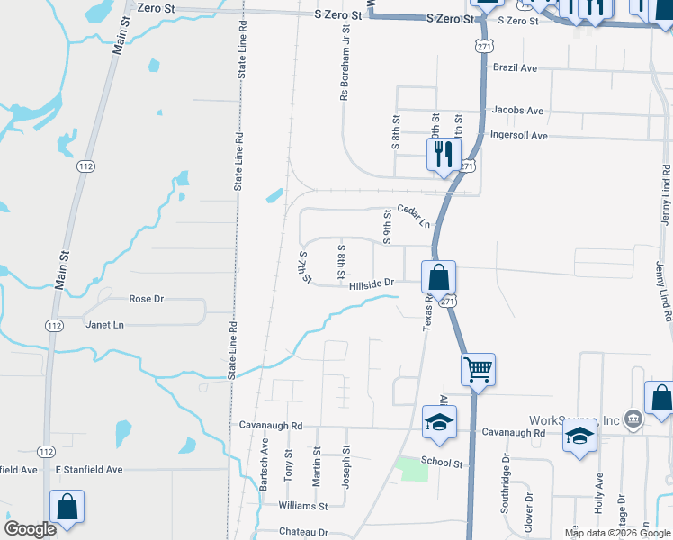 map of restaurants, bars, coffee shops, grocery stores, and more near 6900 South 8th Street in Fort Smith