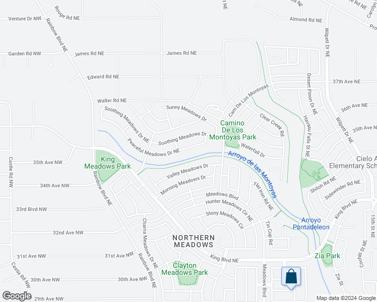 map of restaurants, bars, coffee shops, grocery stores, and more near 620 Peaceful Meadows Drive Northeast in Rio Rancho