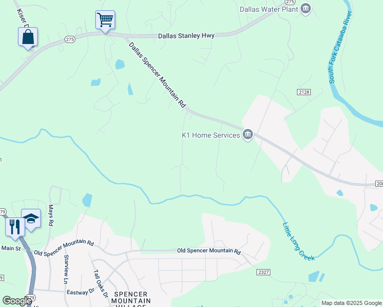 map of restaurants, bars, coffee shops, grocery stores, and more near 765 Dallas Spencer Mountain Road in Dallas