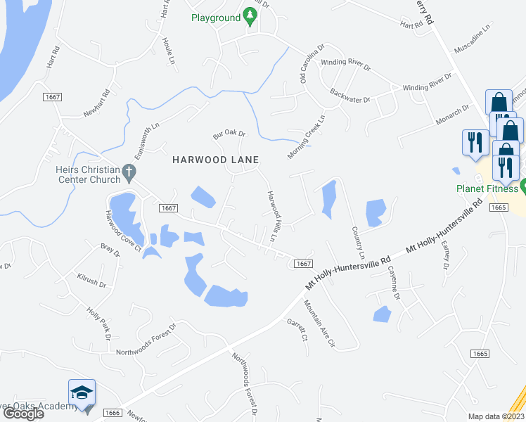 map of restaurants, bars, coffee shops, grocery stores, and more near 9510 Smooth Path Drive in Charlotte