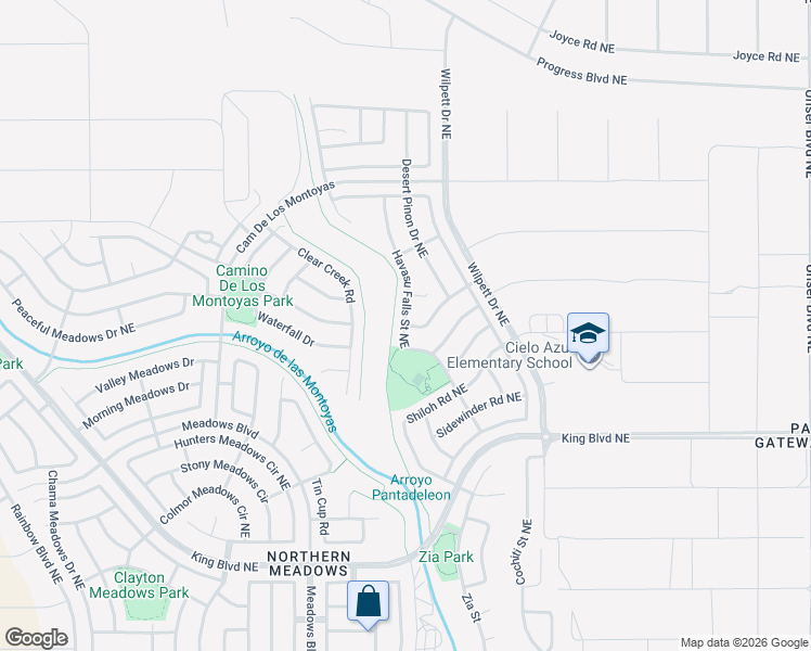 map of restaurants, bars, coffee shops, grocery stores, and more near 1202 Aspen Meadows Drive Northeast in Rio Rancho