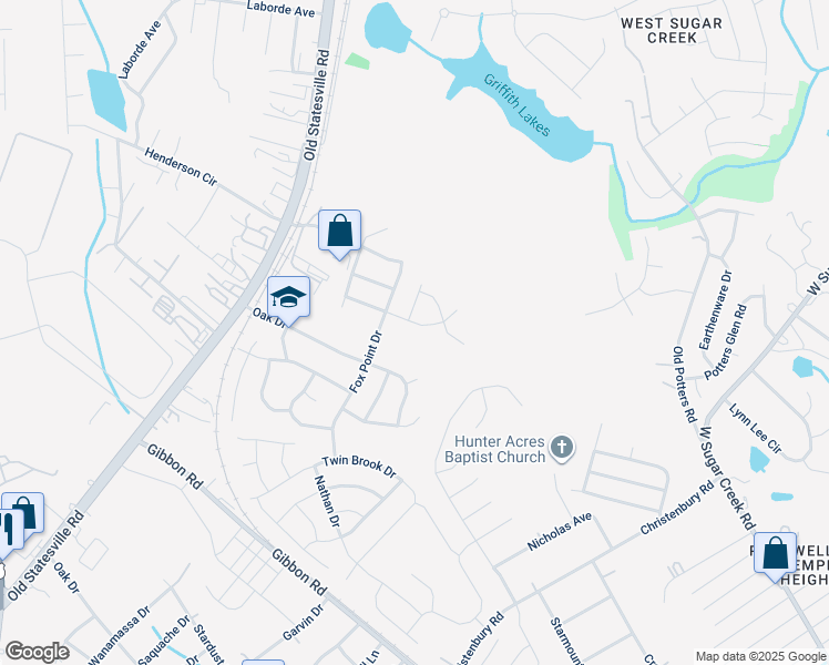 map of restaurants, bars, coffee shops, grocery stores, and more near 7304 Mitzi Deborah Lane in Charlotte