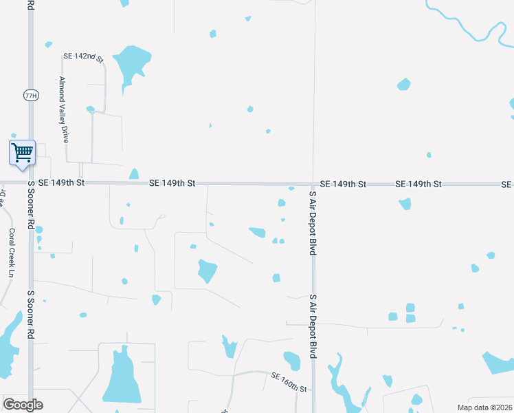 map of restaurants, bars, coffee shops, grocery stores, and more near 6624 Southeast 149th Street in Oklahoma City