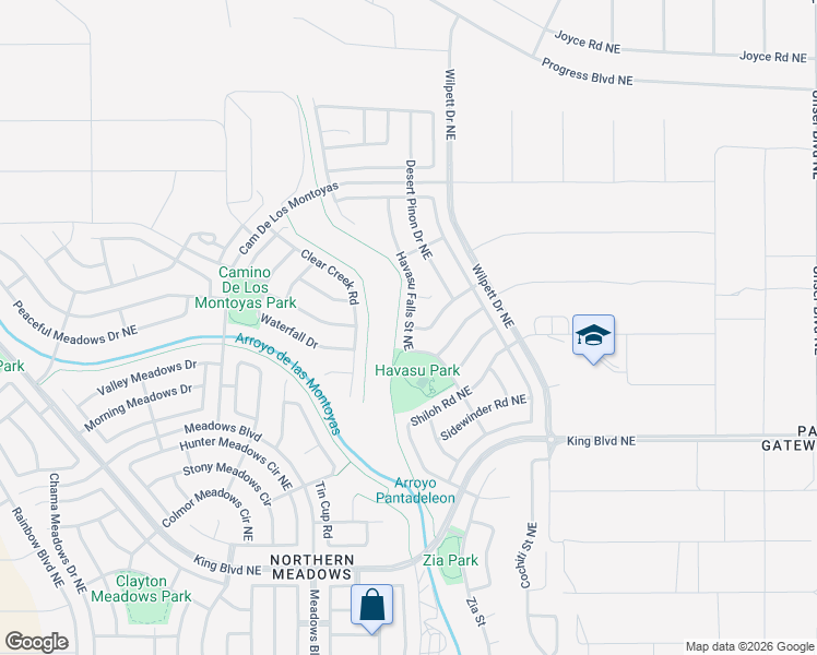 map of restaurants, bars, coffee shops, grocery stores, and more near 3729 Havasu Falls Street Northeast in Rio Rancho