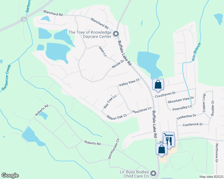 map of restaurants, bars, coffee shops, grocery stores, and more near 247 Valley View Court in Sanford