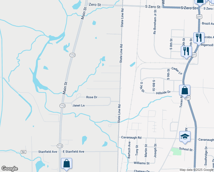 map of restaurants, bars, coffee shops, grocery stores, and more near 109 Teen Drive in Arkoma