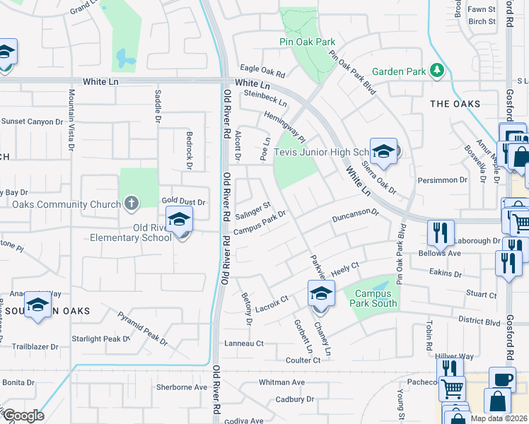 map of restaurants, bars, coffee shops, grocery stores, and more near 9412 Salinger Street in Bakersfield
