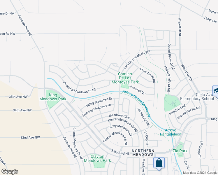 map of restaurants, bars, coffee shops, grocery stores, and more near 656 Peaceful Meadows Drive Northeast in Rio Rancho
