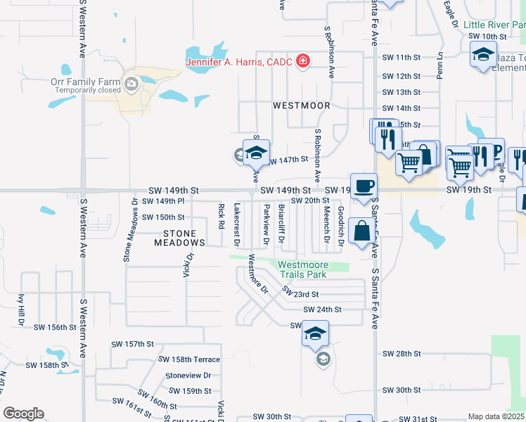 map of restaurants, bars, coffee shops, grocery stores, and more near 2102 Westmore Drive in Oklahoma City
