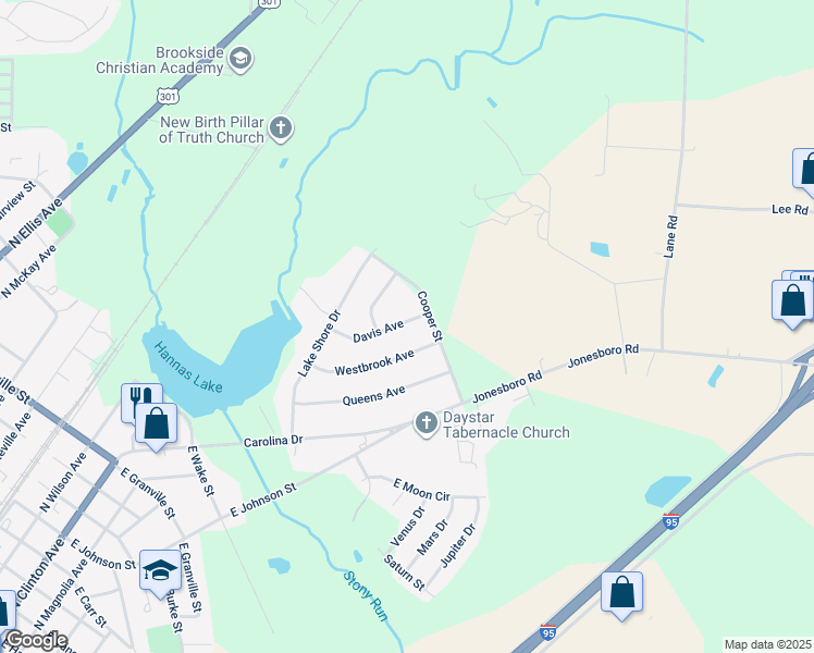 map of restaurants, bars, coffee shops, grocery stores, and more near 806 Davis Ave in Dunn