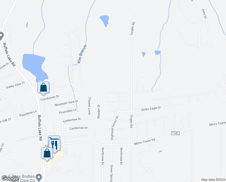 map of restaurants, bars, coffee shops, grocery stores, and more near 50 Parkton Court West in Sanford