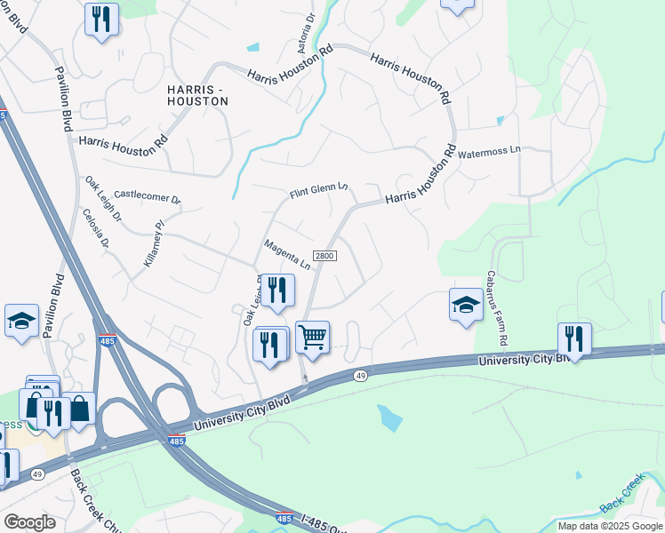 map of restaurants, bars, coffee shops, grocery stores, and more near 1926 Biscoe Way Lane in Charlotte
