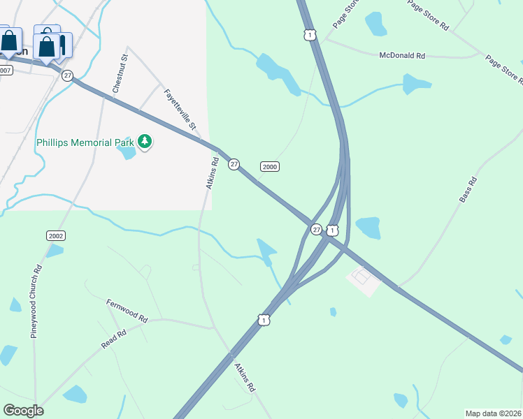 map of restaurants, bars, coffee shops, grocery stores, and more near 1780 North Carolina 27 in Cameron
