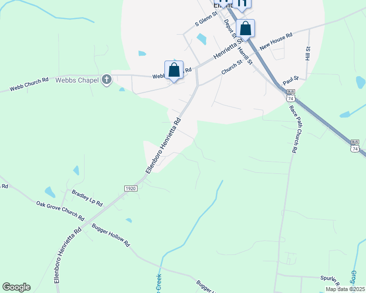 map of restaurants, bars, coffee shops, grocery stores, and more near 134 Temple Drive in Ellenboro