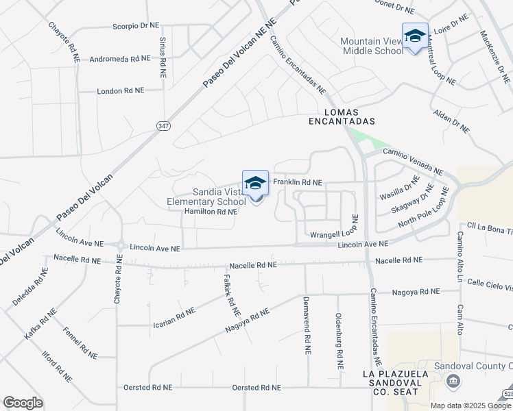 map of restaurants, bars, coffee shops, grocery stores, and more near 6800 Franklin Road Northeast in Rio Rancho
