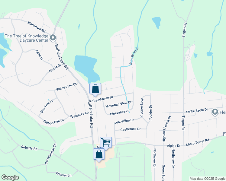 map of restaurants, bars, coffee shops, grocery stores, and more near 186 Crystal Spring Drive in Sanford