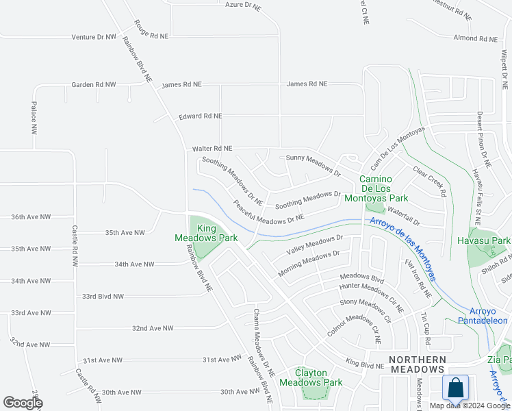 map of restaurants, bars, coffee shops, grocery stores, and more near 444 Soothing Meadows Drive Northeast in Rio Rancho