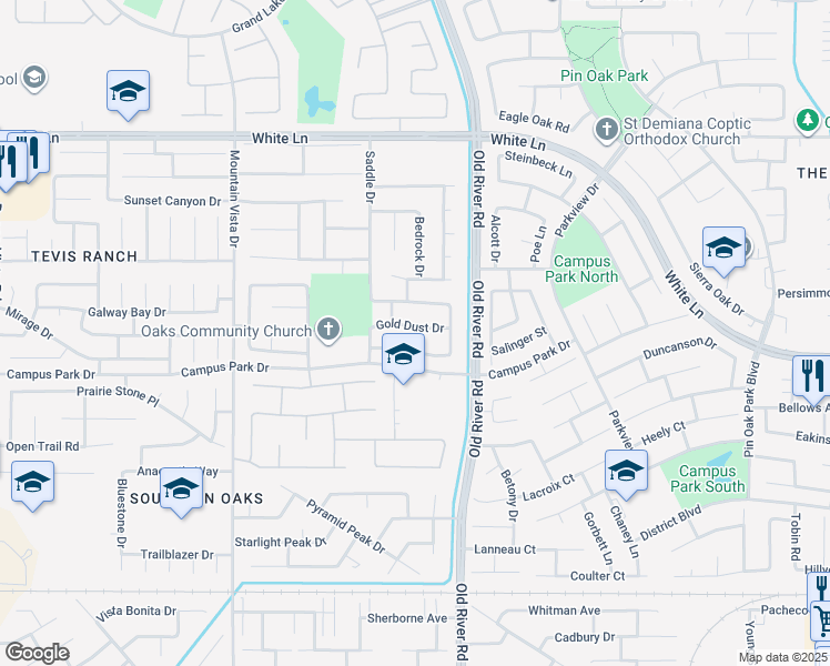 map of restaurants, bars, coffee shops, grocery stores, and more near 9815 Gold Dust Drive in Bakersfield
