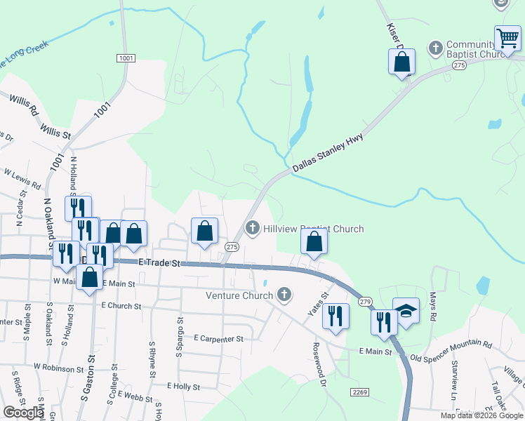map of restaurants, bars, coffee shops, grocery stores, and more near 423 Dallas Stanley Highway in Dallas